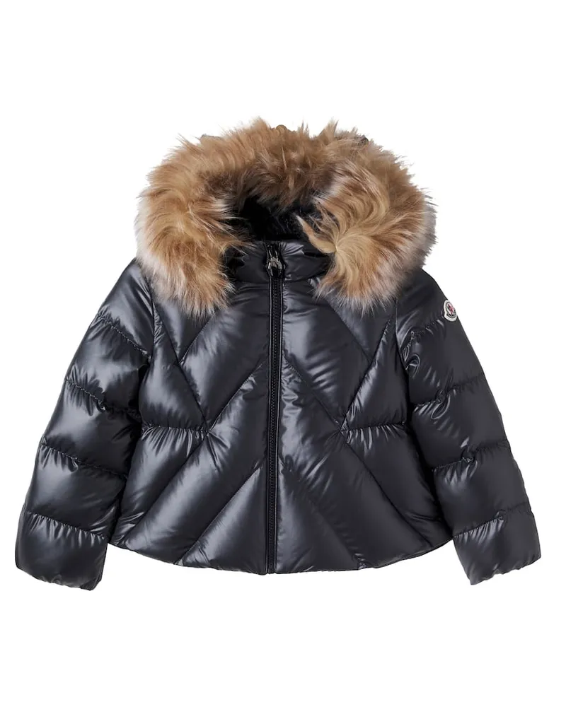 Moncler Daunenjacke mit Faux Fur Schwarz