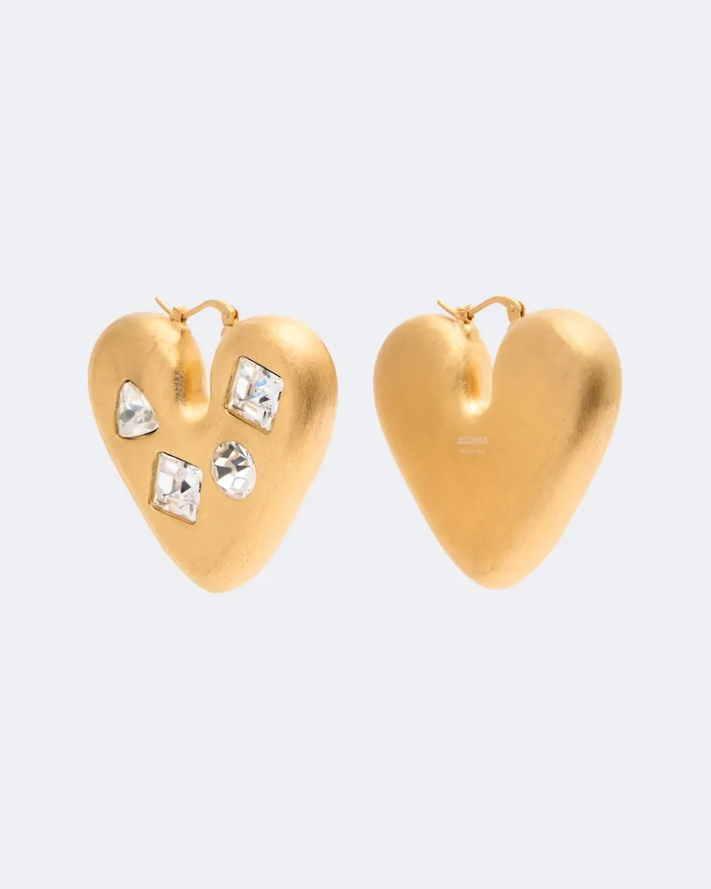 Jacquemus Ohrringe Coeur mit Kristallen Gold
