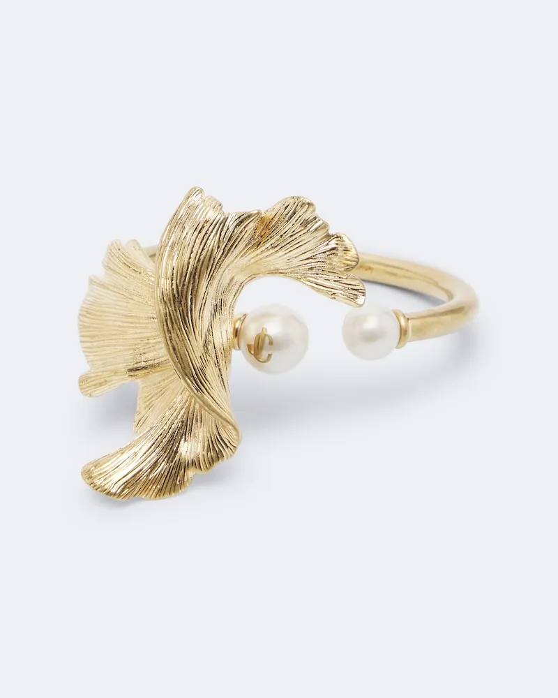 Jimmy Choo Armreif Wave mit Zierperlen Gold