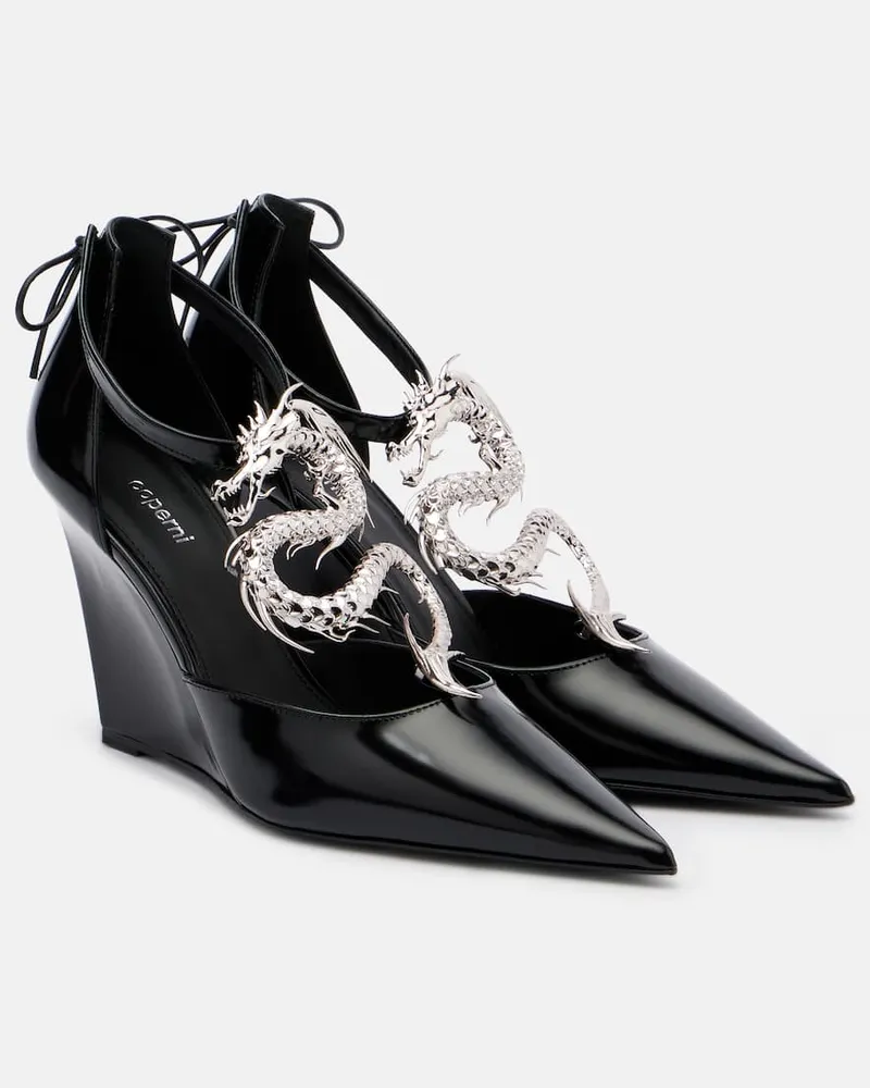 COPERNI Verzierte Wedges Dragon aus Leder Schwarz