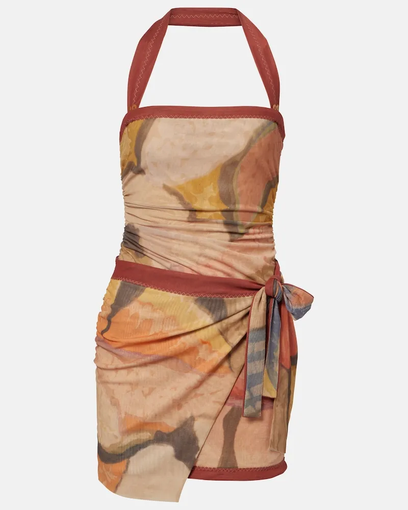 SIR Bedrucktes Minikleid aus Mesh Multicolor