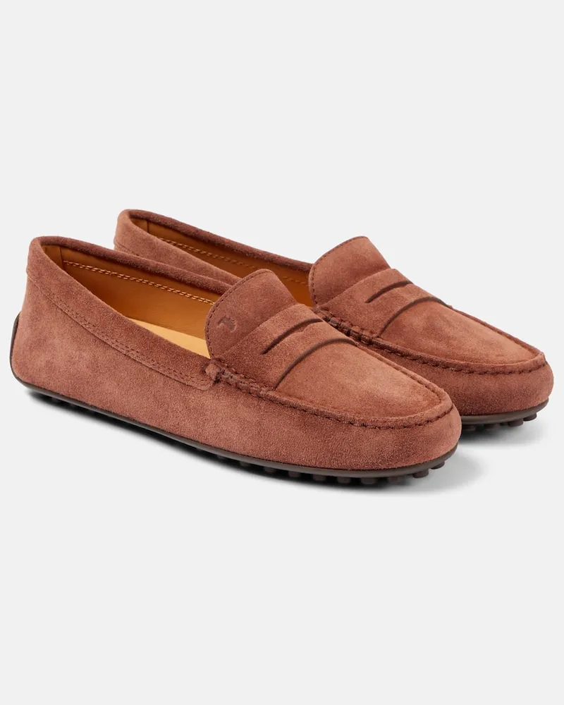 TOD'S Mokassins City Gommino aus Veloursleder Braun