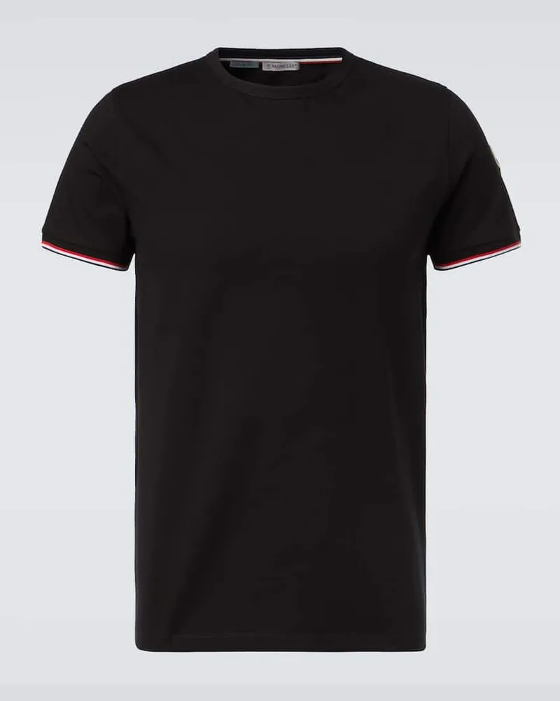 Moncler T-Shirt Tricolor aus Jersey Schwarz
