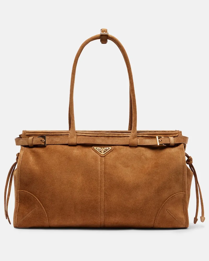 Prada Tote Bag Prada Bonnie Large aus Veloursleder Braun