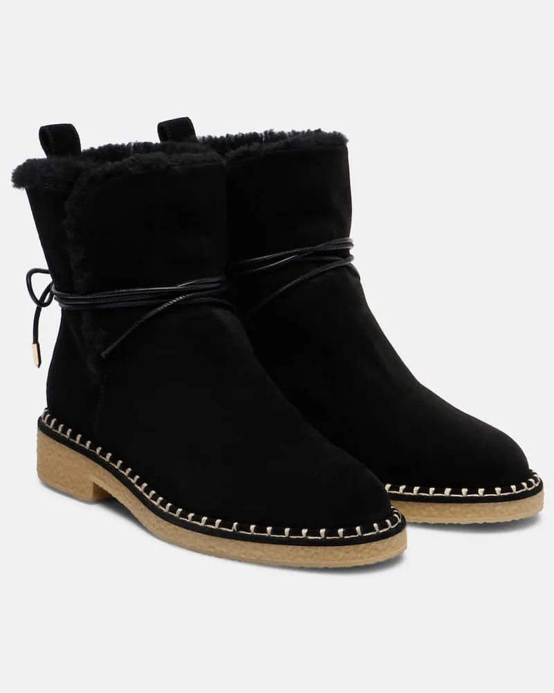 Aquazzura Ankle Boots Megeve aus Veloursleder Schwarz