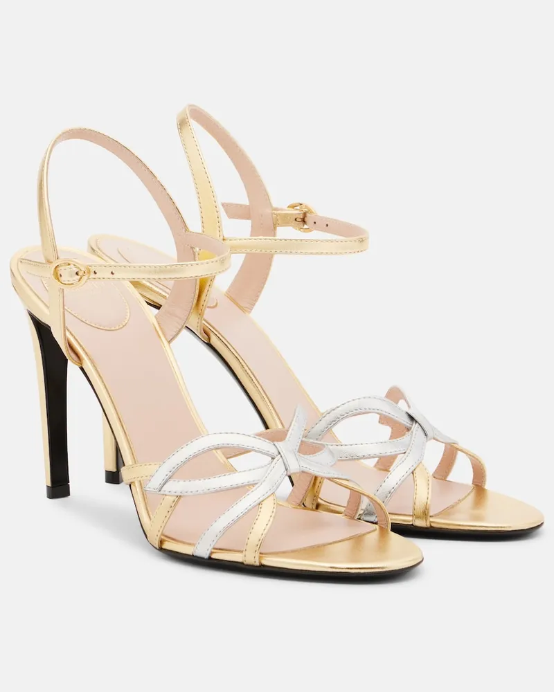 Valentino Garavani Sandalen Bow aus Metallic-Leder Gold