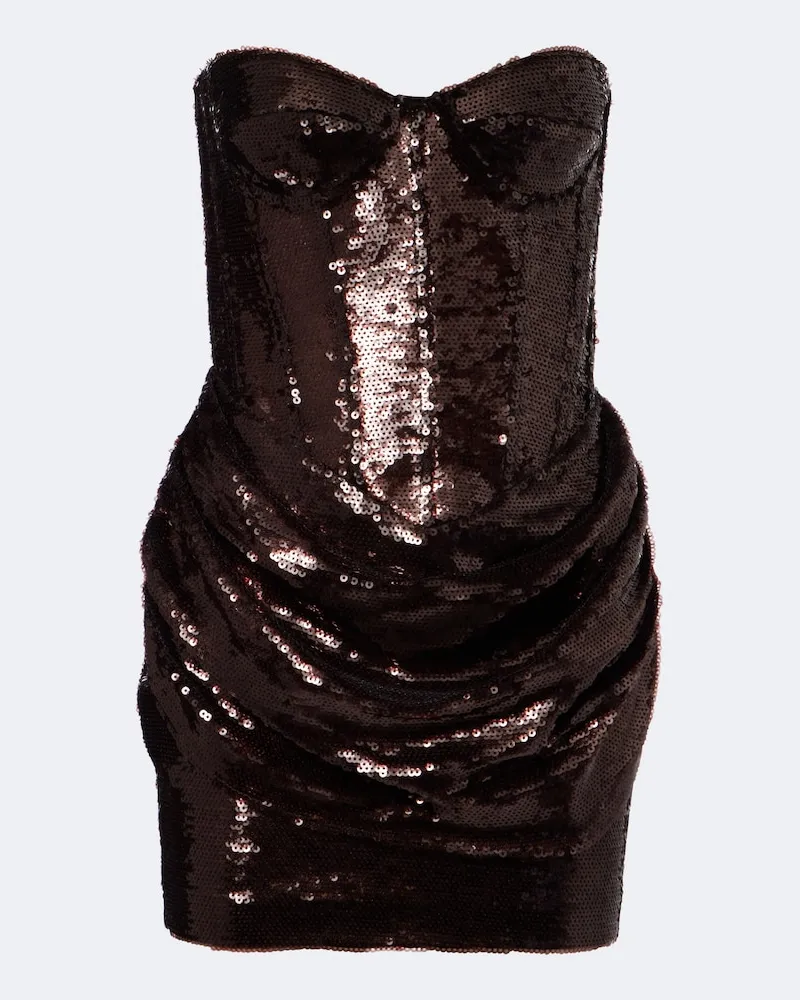 The New Arrivals Ilkyaz Ozel Kleid Corset mit Pailletten Braun