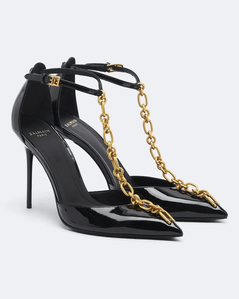 Balmain Verzierte Pumps aus Lackleder Schwarz