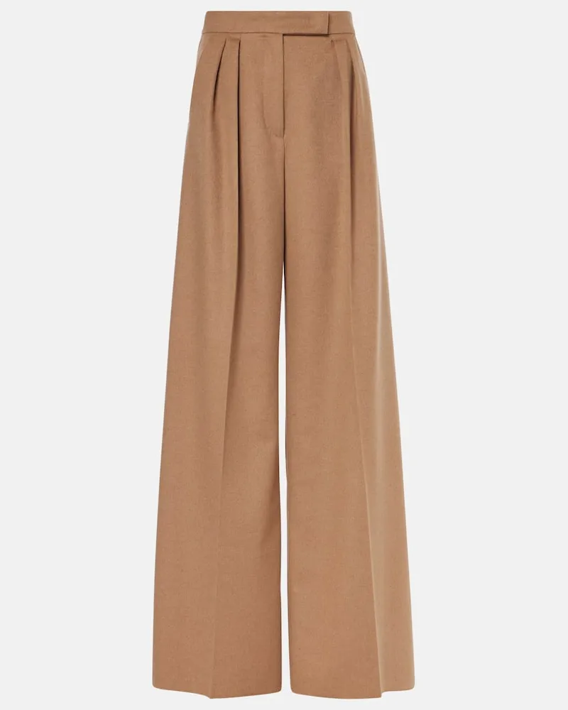 Max Mara Weite High-Rise-Hose Fagus aus Wolle Braun