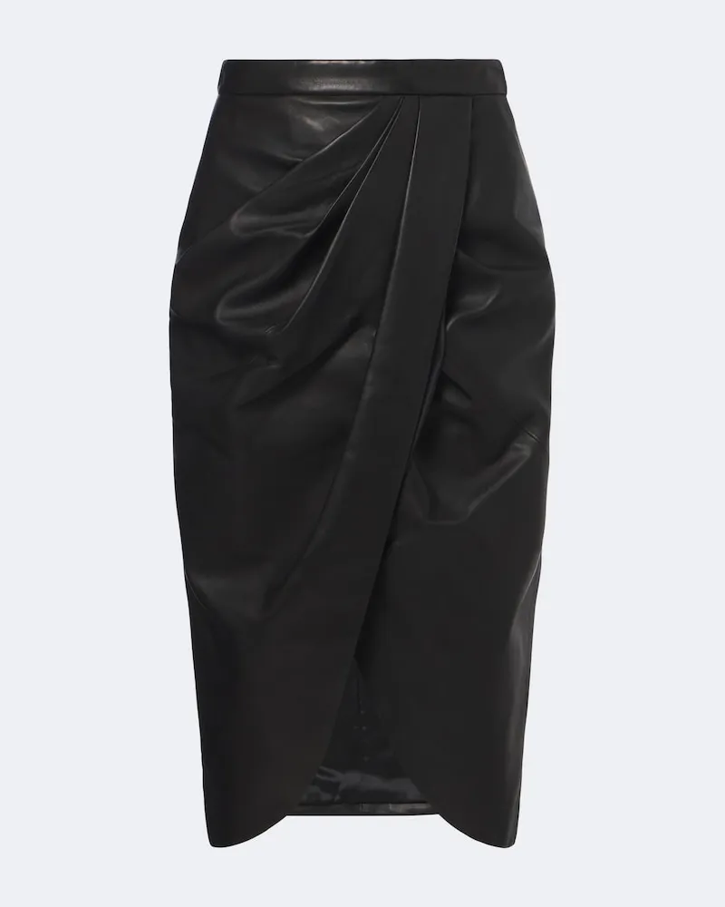 Balmain Midirock aus Leder Schwarz