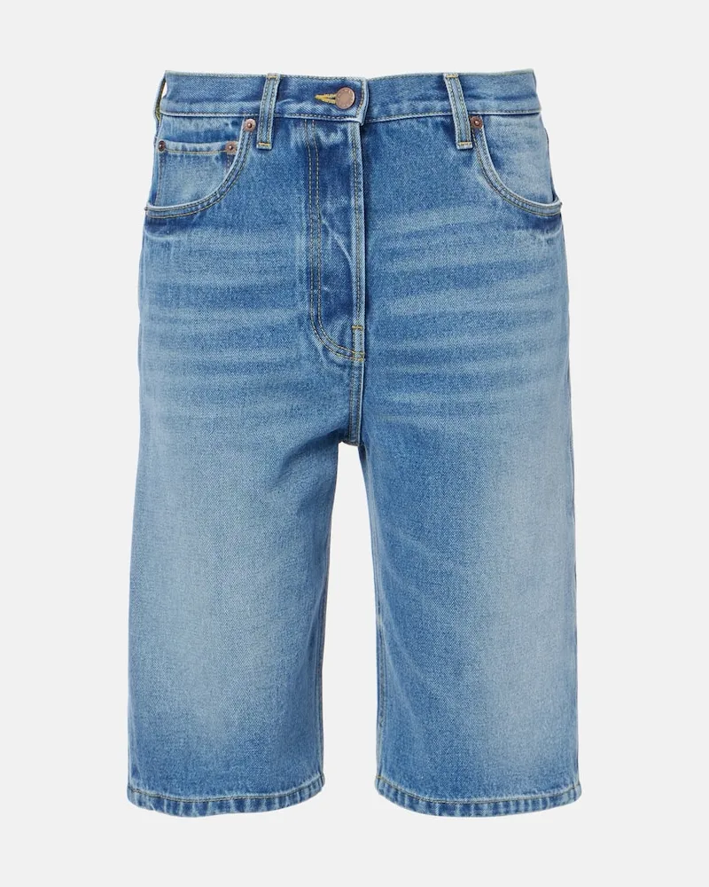 Prada High-Rise Jeansshorts Blau
