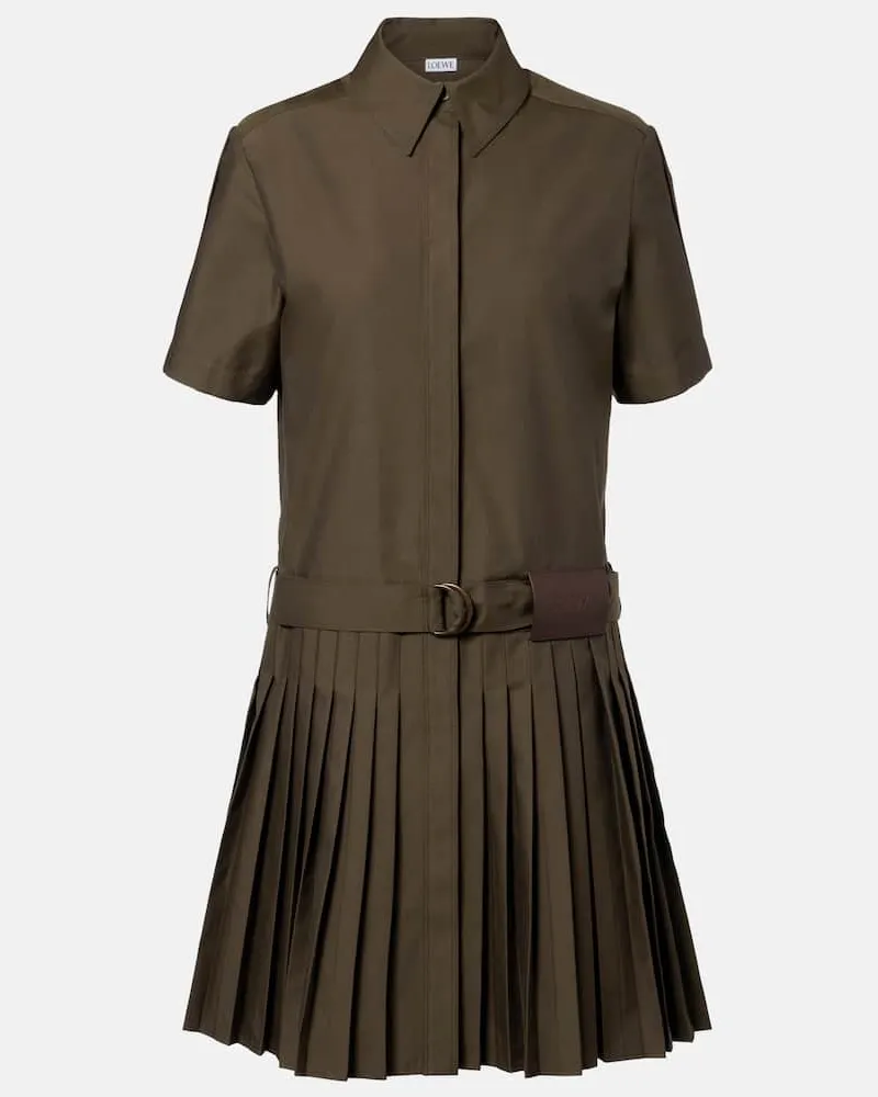 Loewe Hemdblusenkleid aus einem Baumwollgemisch Grün