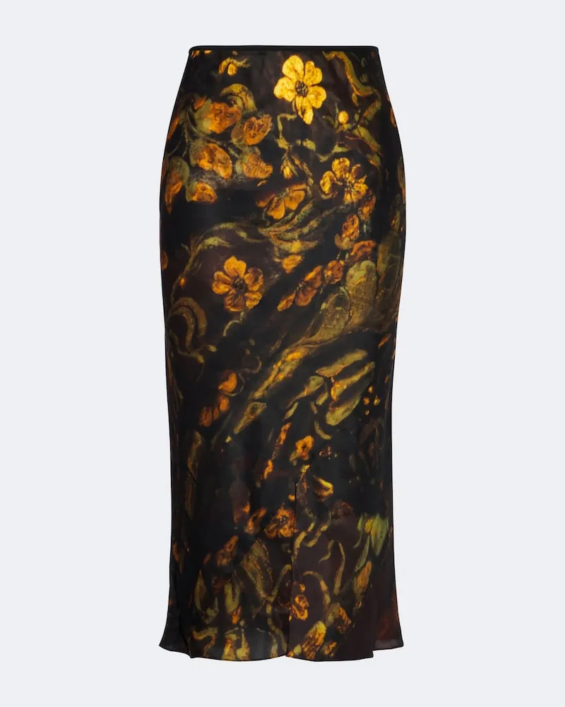 Dries van Noten Slip-Rock aus Seidensatin Multicolor