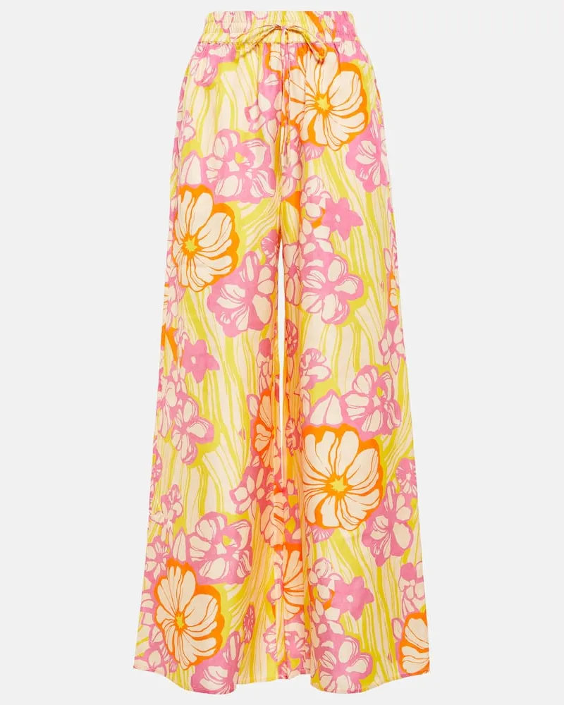 ALEMAIS Alémais High-Rise-Hose Fenella aus Seide Multicolor