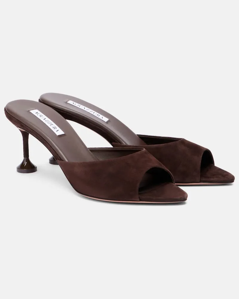 Aquazzura Pantoletten Bisous 65 aus Veloursleder Braun