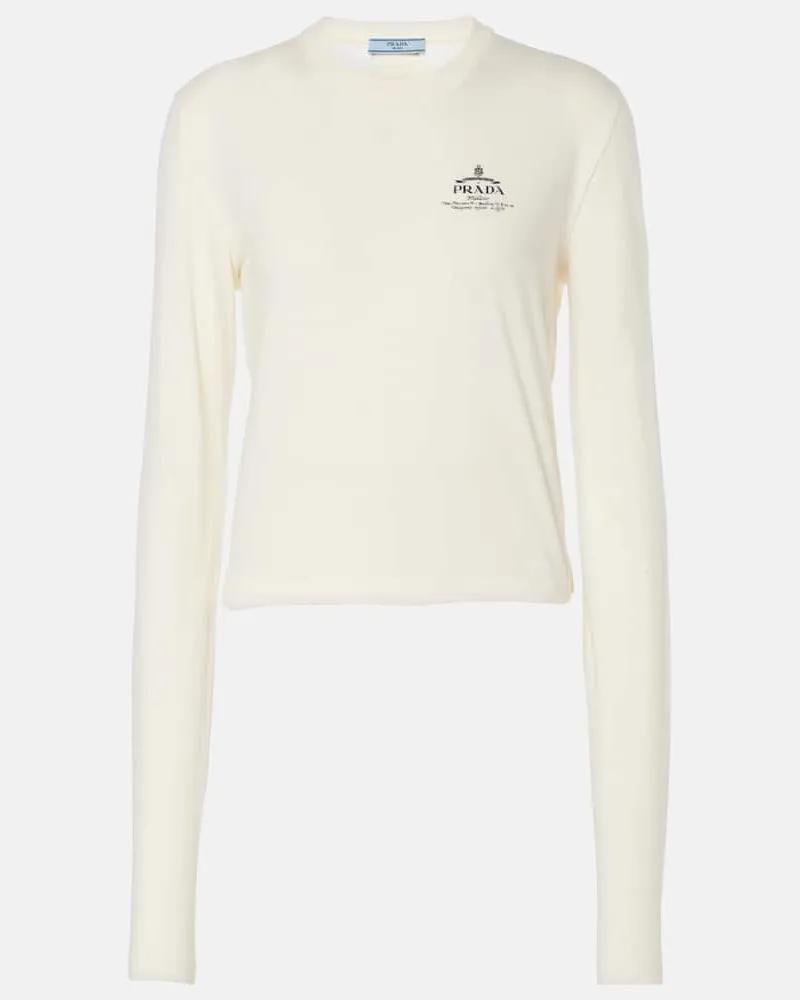 Prada Top aus Baumwoll-Jersey Weiã