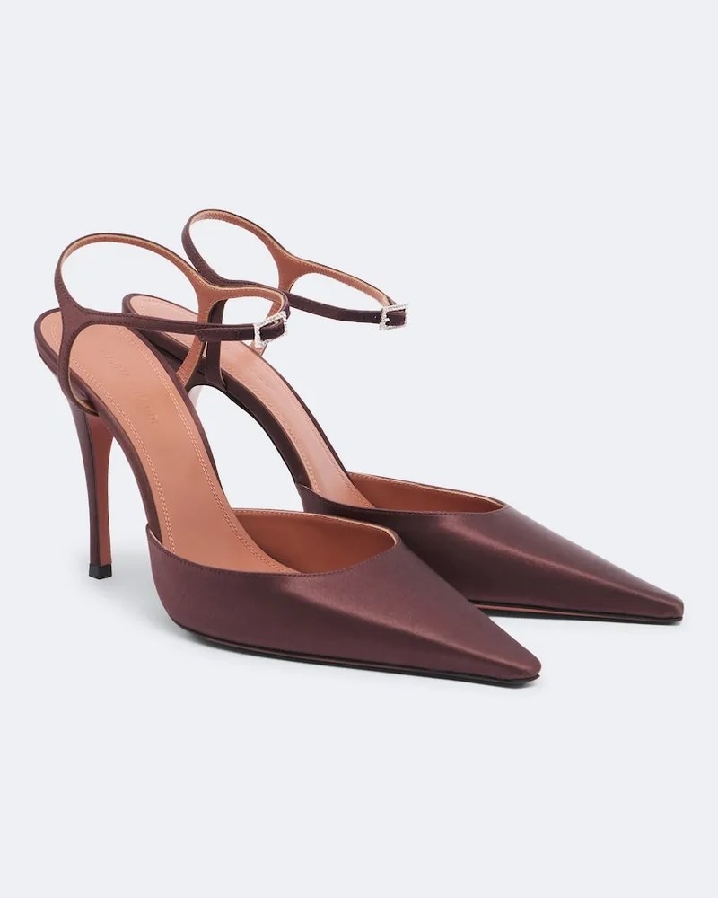 Amina Muaddi Slingback-Pumps Carolyn aus Satin Braun