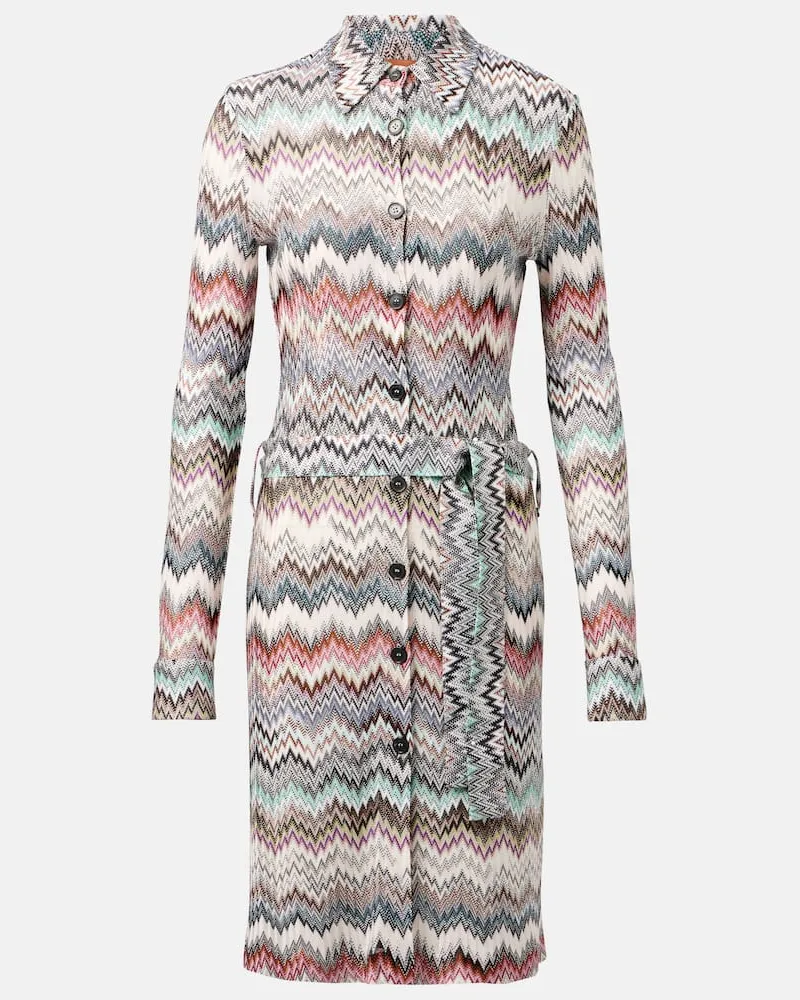 Missoni Hemdblusenkleid aus Häkelstrick Multicolor