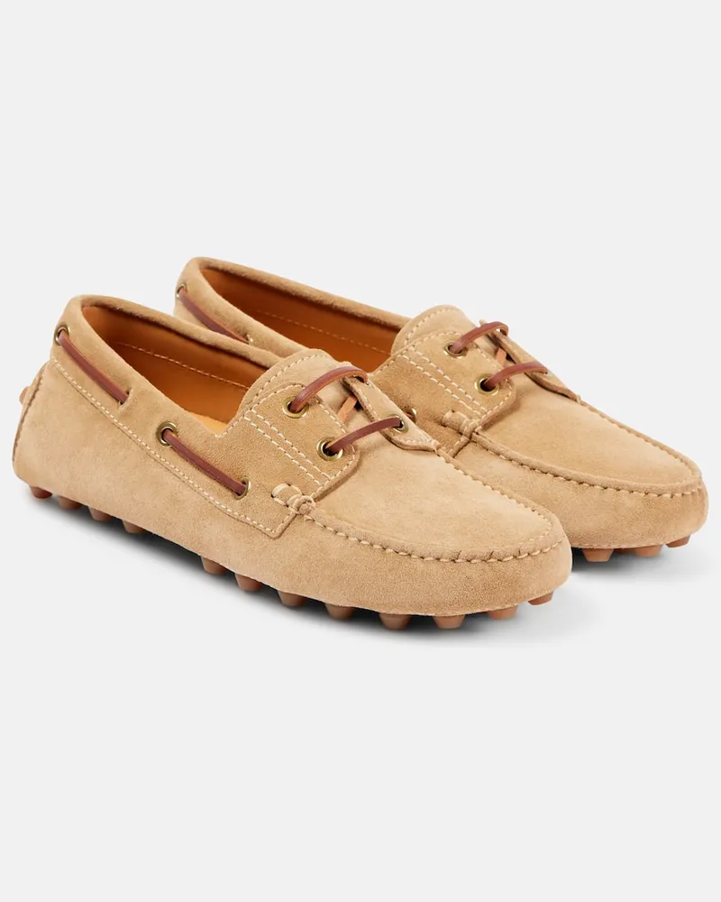TOD'S Segelschuhe Gommino Bubble aus Veloursleder Braun