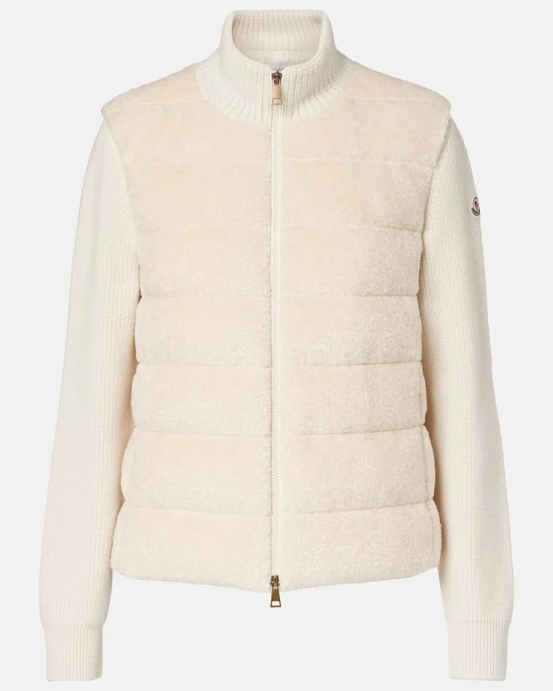 Moncler Cardigan mit Teddyfleece Weiß