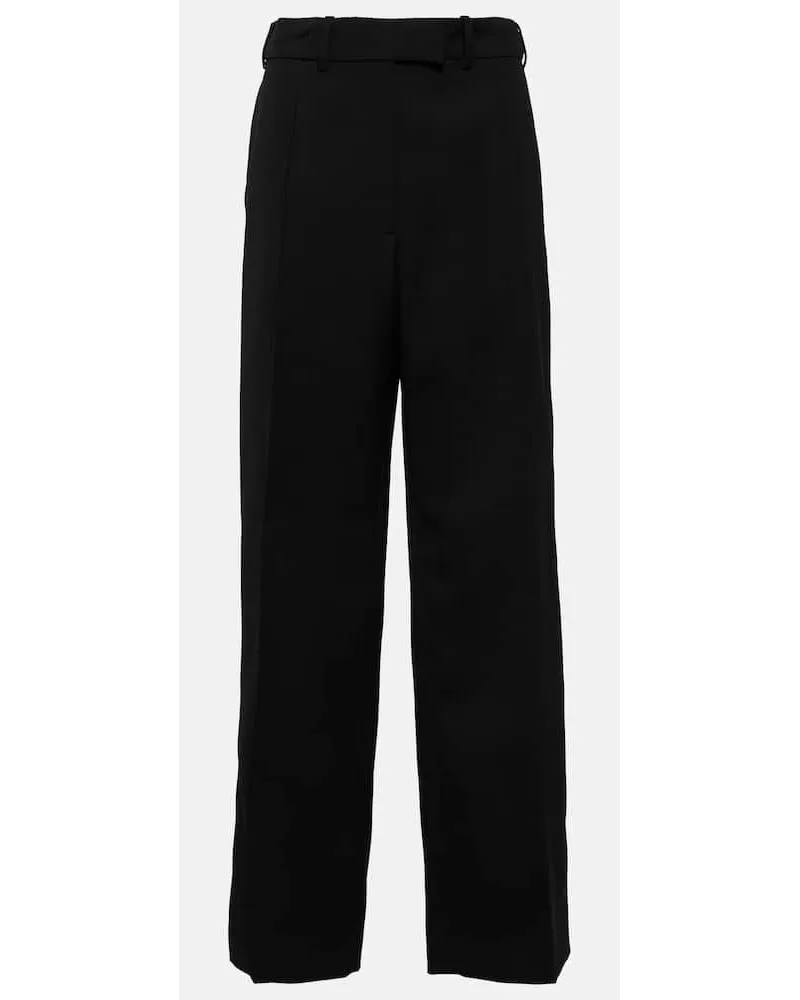 The Row Weite High-Rise-Hose Roan aus Wolle Schwarz