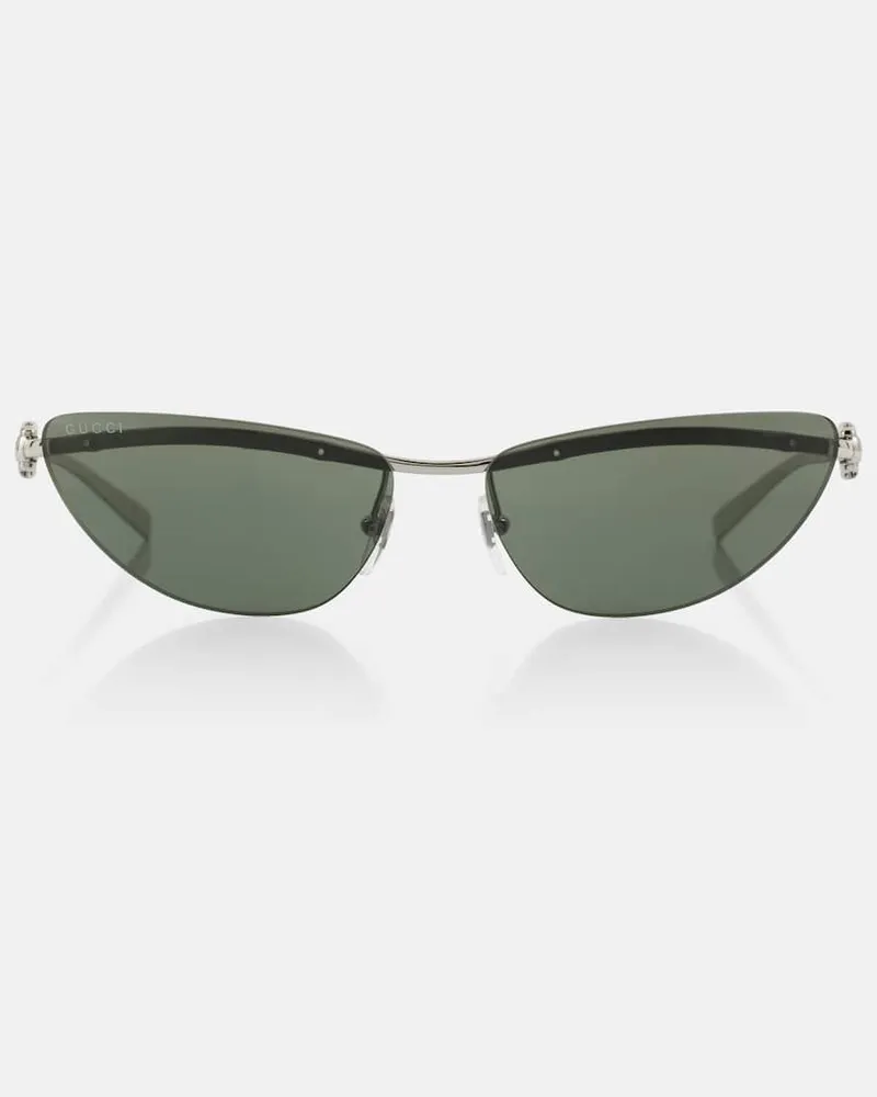 Gucci Cat-Eye-Sonnenbrille Horsebit Silber