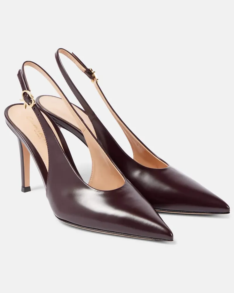 Gianvito Rossi Slingback-Pumps Robbie 85 aus Lackleder Burgunderrot