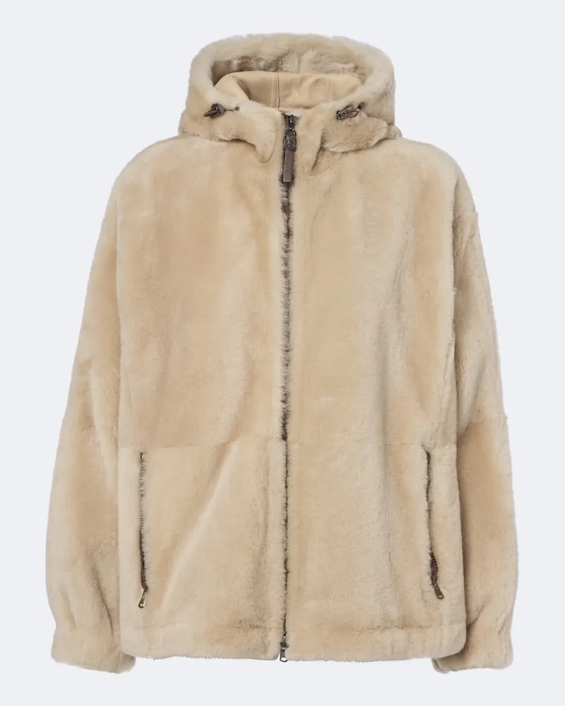 Brunello Cucinelli Jacke Monili aus Shearling Beige