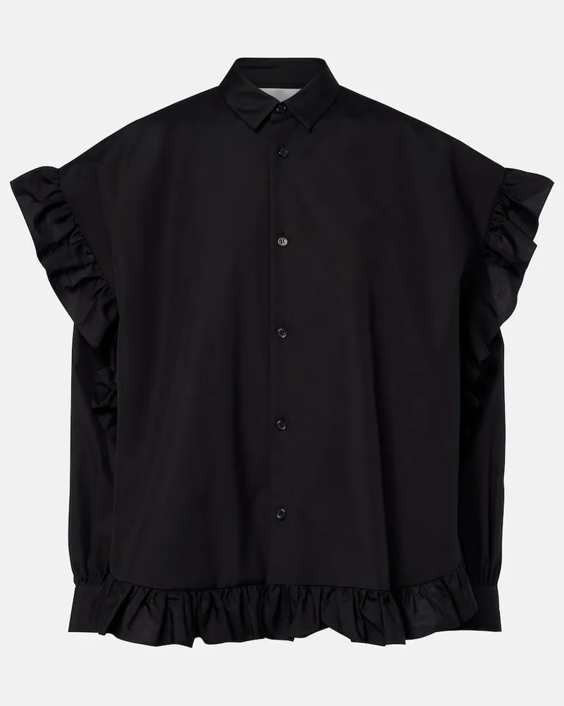 Noir Kei Ninomiya Bluse aus Baumwolle mit Rüschen Schwarz