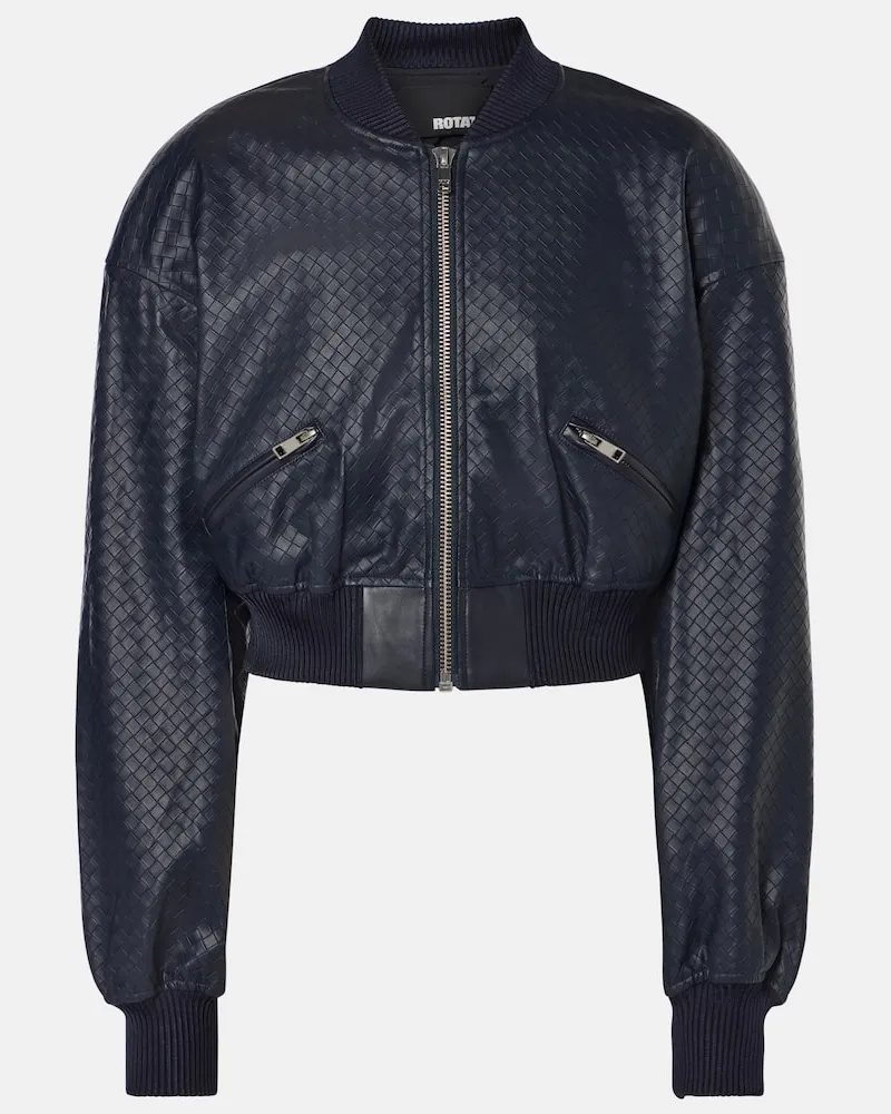 ROTATE Birger Christensen Bomberjacke aus Lederimitat Blau