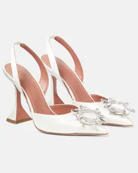 Amina Muaddi Verzierte Slingback-Pumps Begum aus Satin Weiss