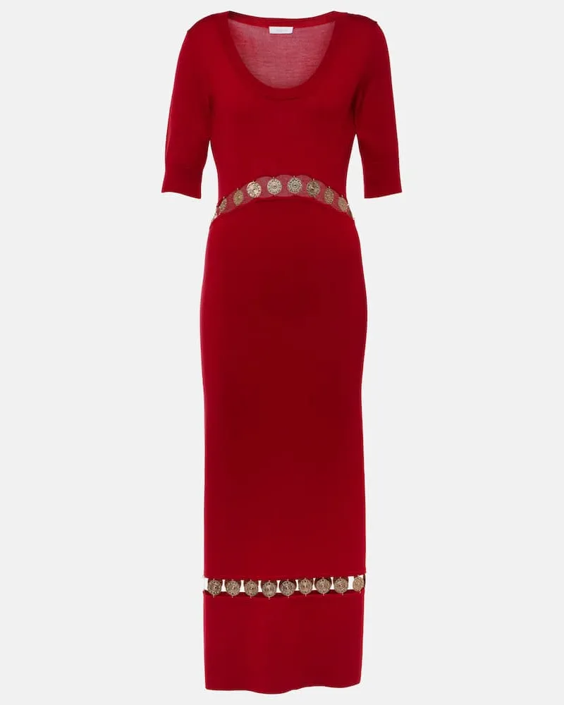 Paco Rabanne Maxikleid aus einem Wollgemisch Rot