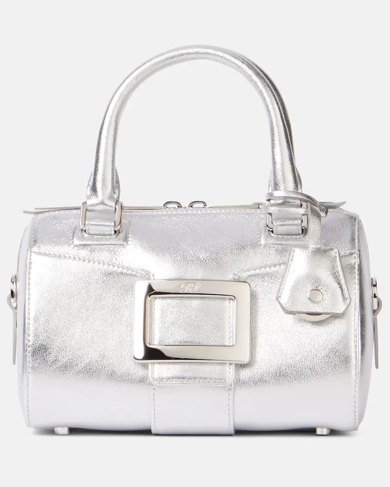 Roger Vivier Tote Belle Vivier Mini aus Metallic-Leder Silber