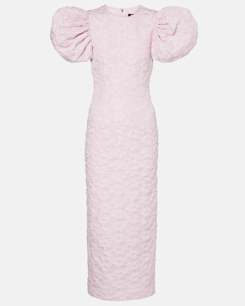 ROTATE Birger Christensen Midikleid aus Jacquard Rosa