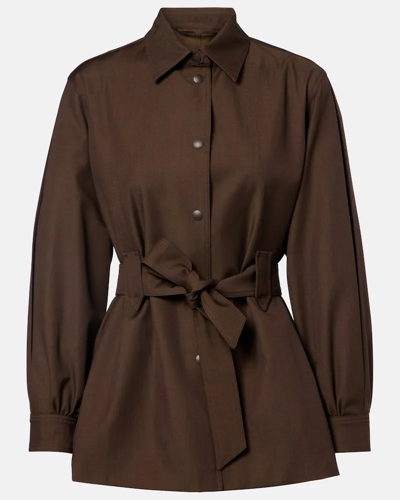 Max Mara Hemdjacke aus Schurwolle Braun