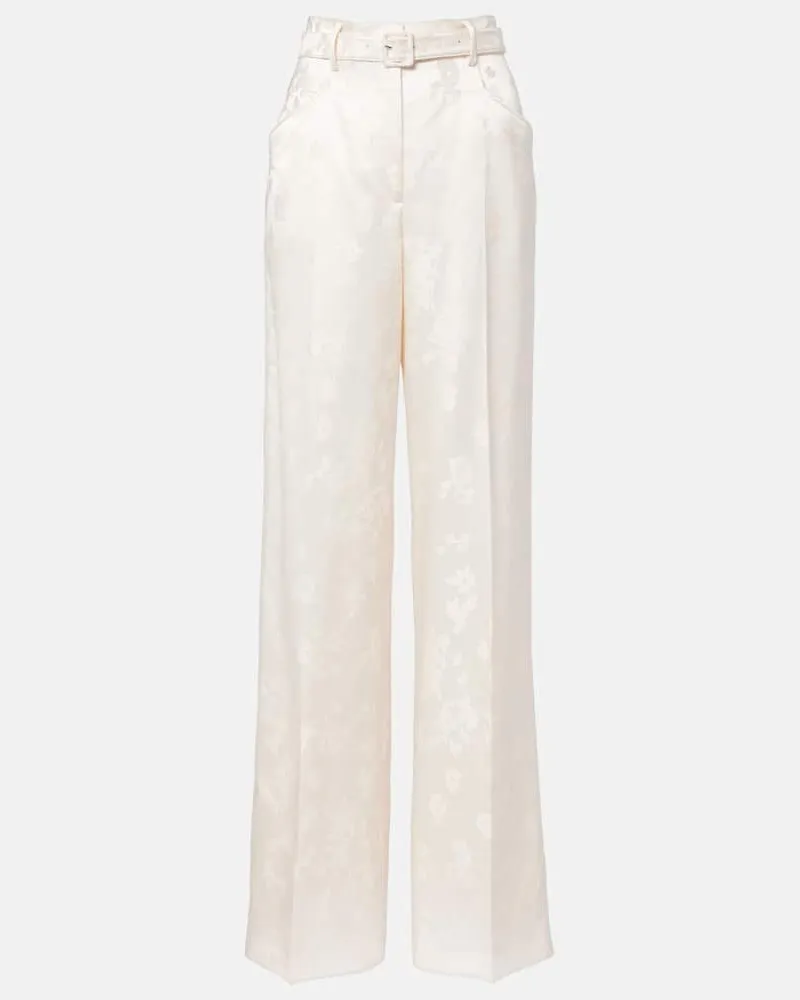 Gabriela Hearst Weite Hose Norman aus Seide Weiß
