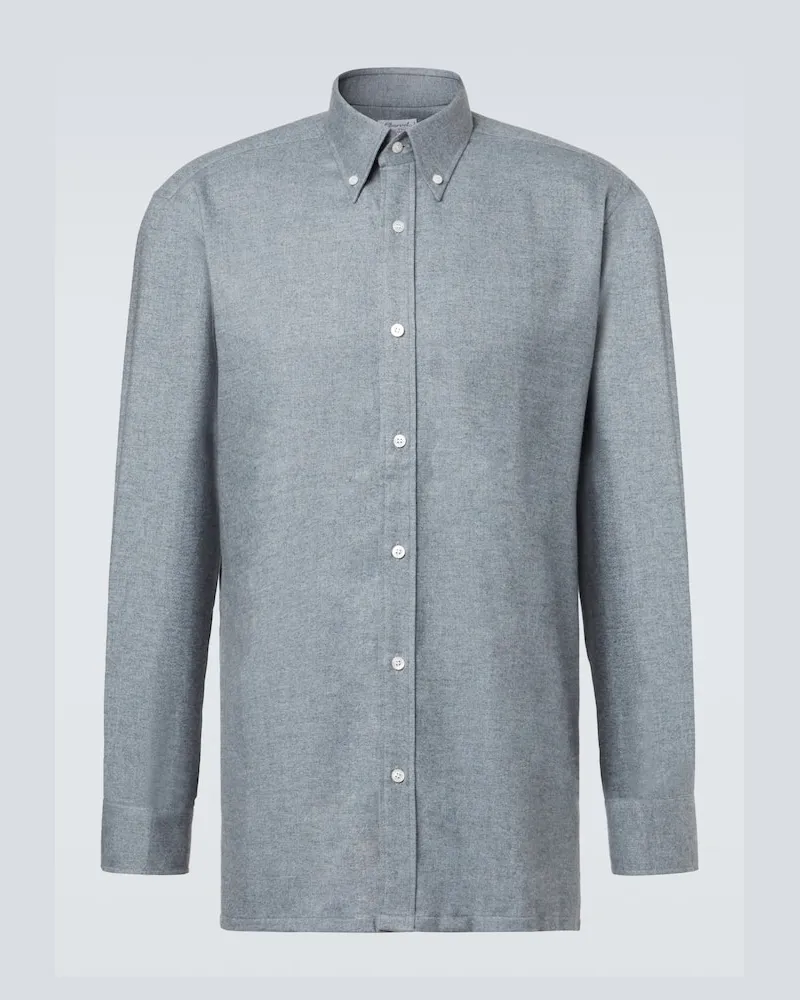 Charvet Hemd aus Baumwollflanell Grau