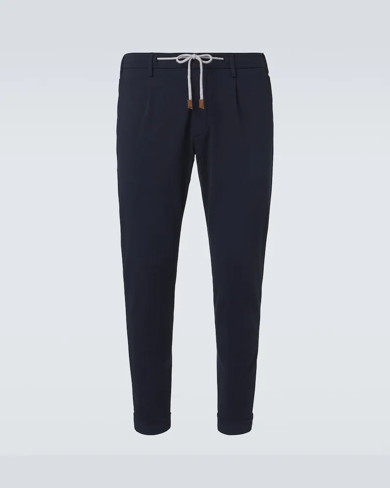 Eleventy Schmale Hose aus einem Baumwollgemisch Blau