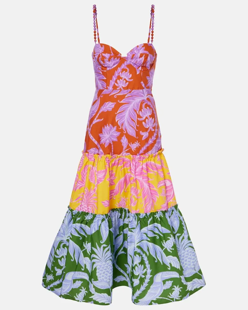 FARM Rio Midikleid Tropical Swing Mix aus Baumwolle Multicolor