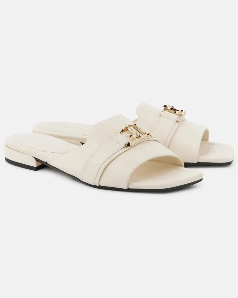 Jimmy Choo Pantoletten Nako aus Leder Weiß