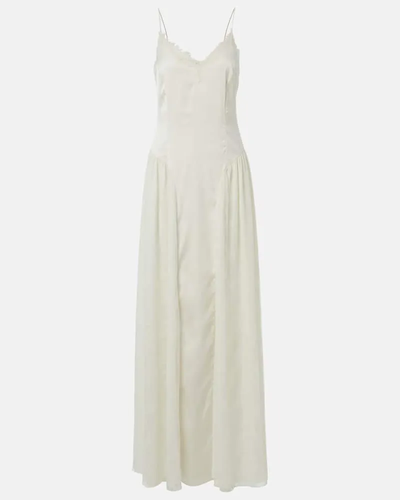 ROTATE Birger Christensen Bridal Maxikleid aus Satin mit Spitze Weiß