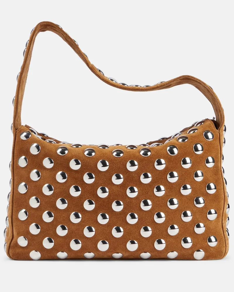 KHAITE Schultertasche Elena aus Veloursleder Braun