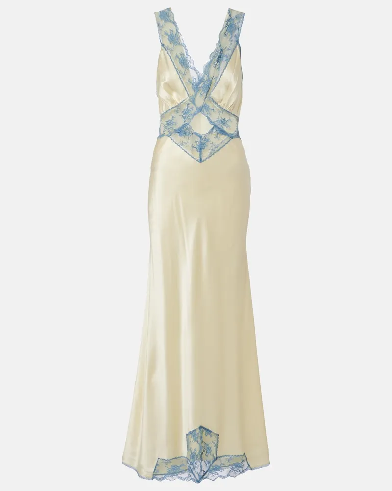 SIR Maxikleid aus Seide mit Spitze Gelb