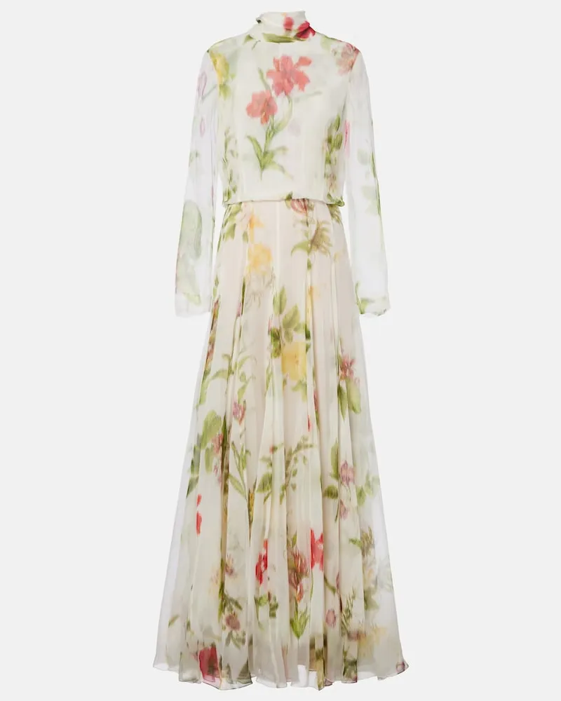 Oscar de la Renta Robe aus Seidenchiffon Weiß