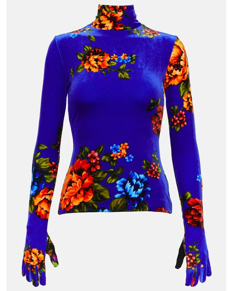 VETEMENTS Rollkragentop aus Samt mit Handschuhen Multicolor