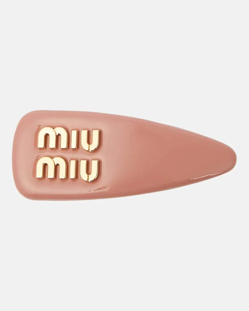 Miu Miu Haarspange aus Lackleder Rosa