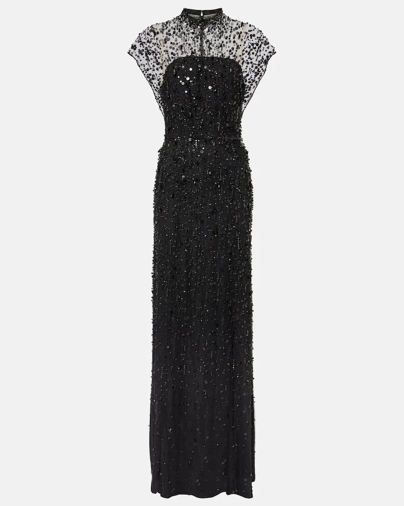 Jenny Packham Robe Crystal Drop mit Kristallen Schwarz