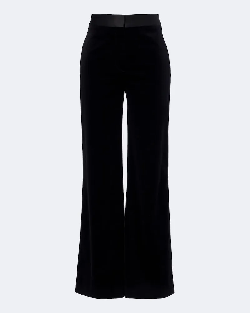 Victoria Beckham Weite Hose Alina aus Samt mit Satin Schwarz