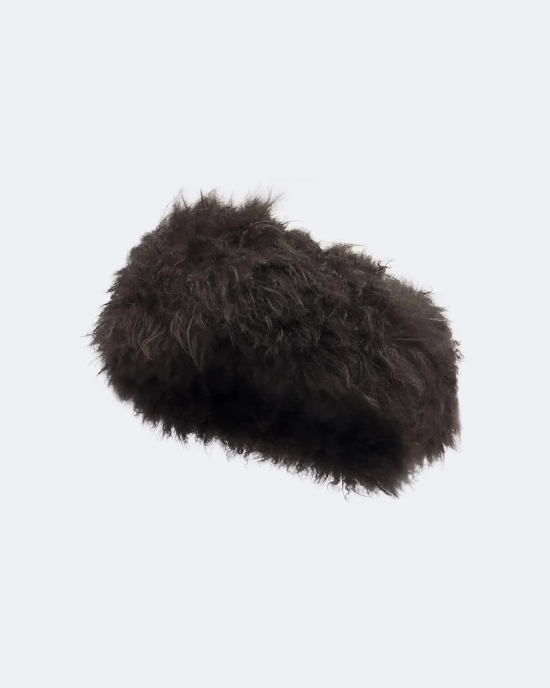 Yves Salomon Stirnband aus Shearling Braun