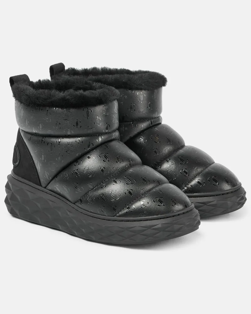 Jimmy Choo Schneestiefel Xan aus Leder mit Shearling Schwarz